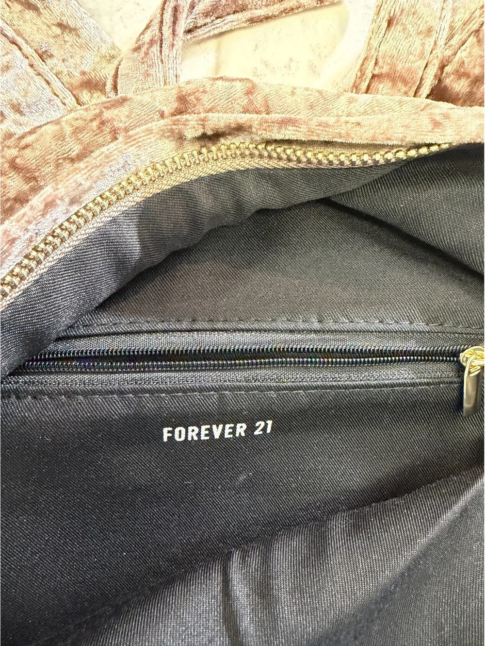 Forever 21 Small Velvet Backpack in Mauve